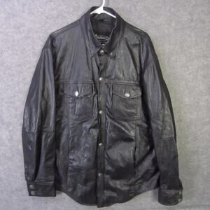 Xelement Leather Jacket Mens XL Black Motorcycle Cruiser Biker Snap Button